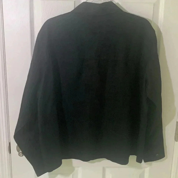 Elisabeth by Liz Claiborne Black Linen Shacket with pockets size 1 (L-XL) - Picture 5 of 7